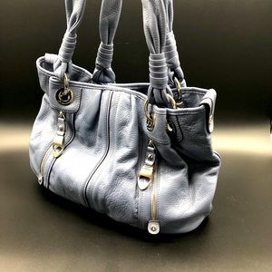 B. Makowsky Leather Shoulder Bag: Ice Blue